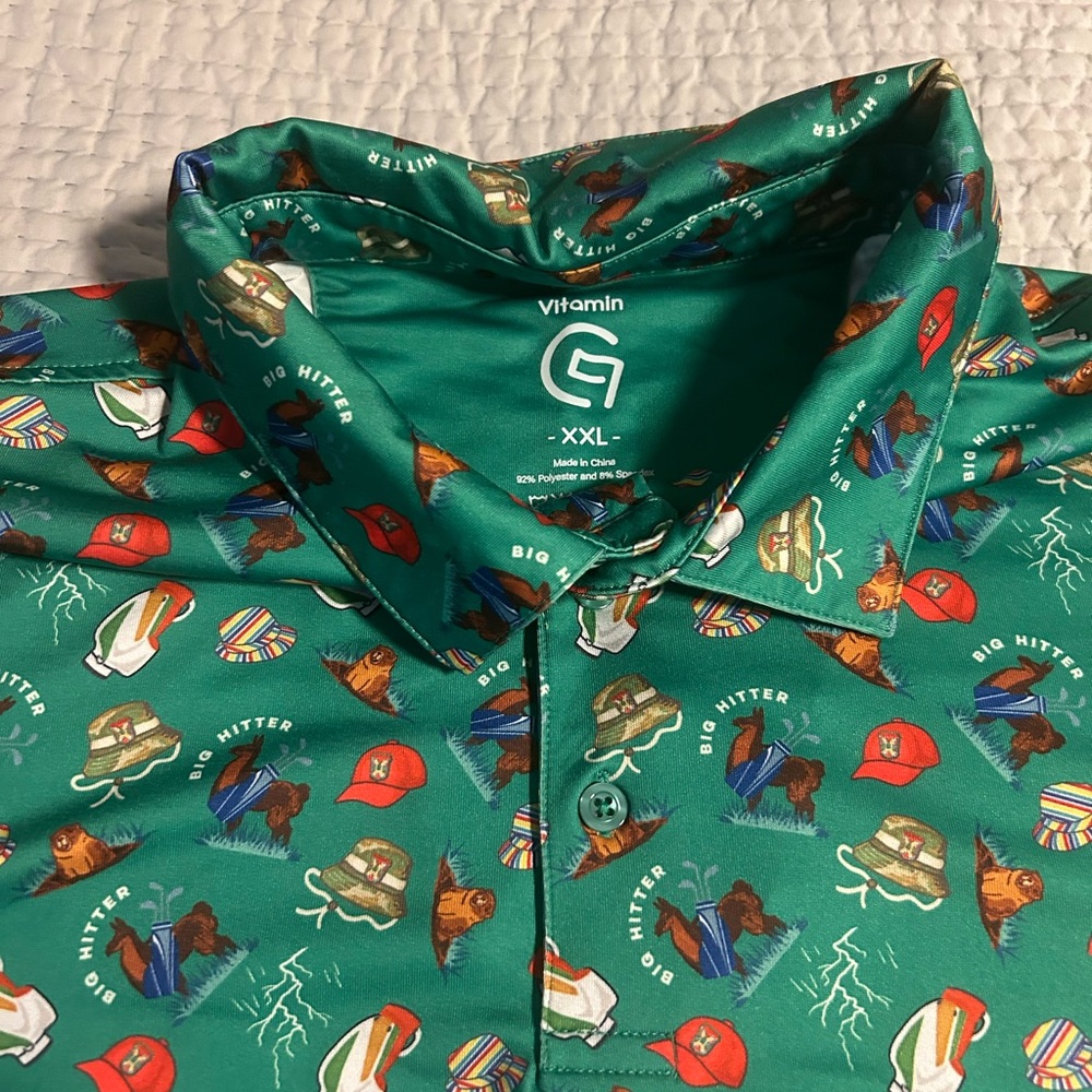 Vitamin G Men's Green Graphic Caddyshack Golf Shirt